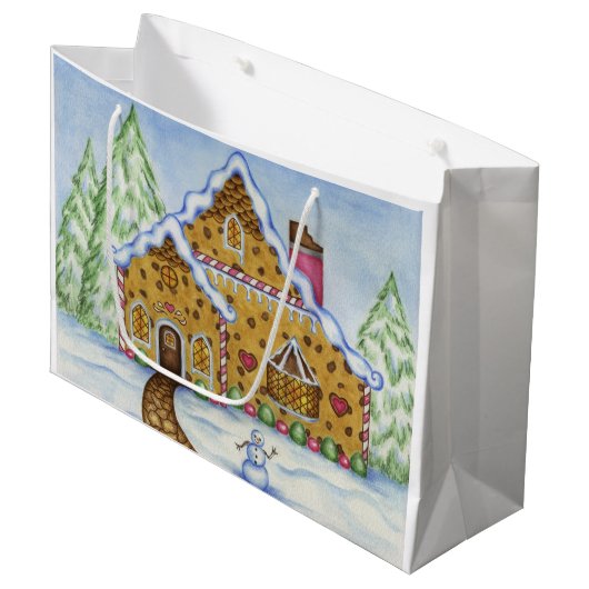 Zakje met peperkoekhuisje als cadeau (Voorkant Gekanteld)