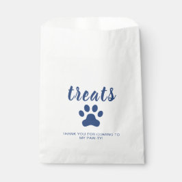 Zakje met puppyfeestjes traktaties blauw