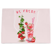 Zakje met verse aardbeien drank - aangepaste tekst (Voorkant)