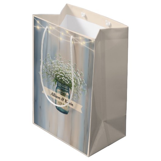 Zakje voor bruiloftsgeschenk in rustieke schuursti (Achterkant Gekanteld)