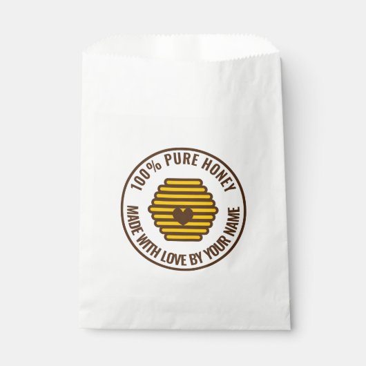 Zakjes met bijenkorglogo voor honing- of wasgesche (Voorkant)