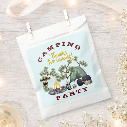 Zakjes met campingthemaparty favor met bedankje (Geknipt)