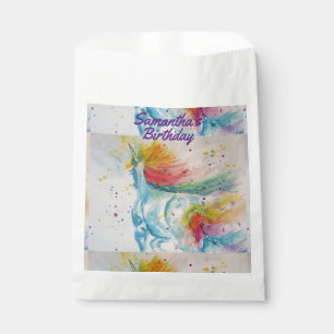 Zakjes voor eenhoornfeestjes met regenboog en huis