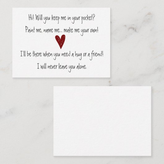 Zakknuffel Notitiekaartje (Voorkant / Achterkant)