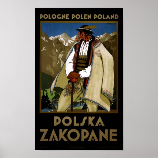 Zakopane Poland Vintage Travel Poster teruggezet (Voorkant)