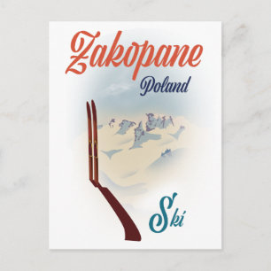 Zakopane Polen ski poster Briefkaart