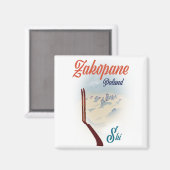 Zakopane Polen ski poster Magneet (Voorkant / Achterkant)