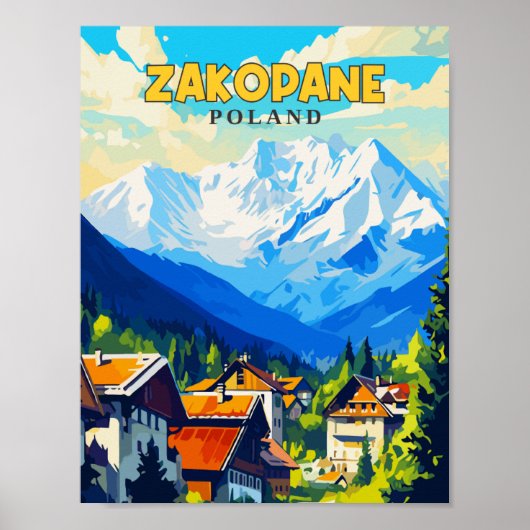 Zakopane Polen vintage reisillustratie Poster (Voorkant)