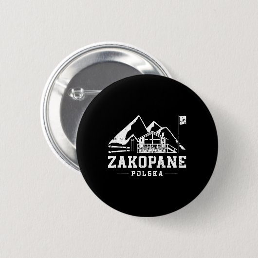 Zakopane Polska Wintersport Skiën Snowboarden Ronde Button 5,7 Cm (Voorkant /achterkant)