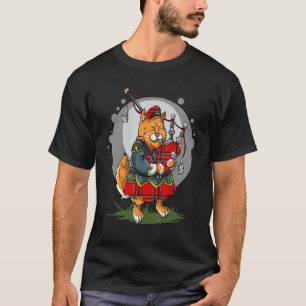 Zakpijp kat speelt doedelzak Schotse muziek kitten T-shirt