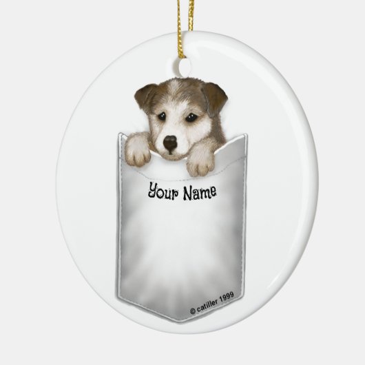 Zakpuppy hond  keramisch ornament (Links)