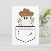 Zakthema Westerse Boo Cowboy Plezier Halloweenkaar Feestdagenkaart (Staand voorkant)