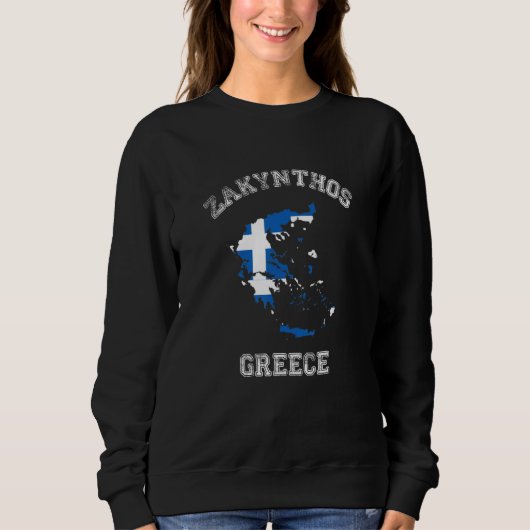 Zakynthos Greece Classic Greece Flag Map Design Trui (Voorkant)