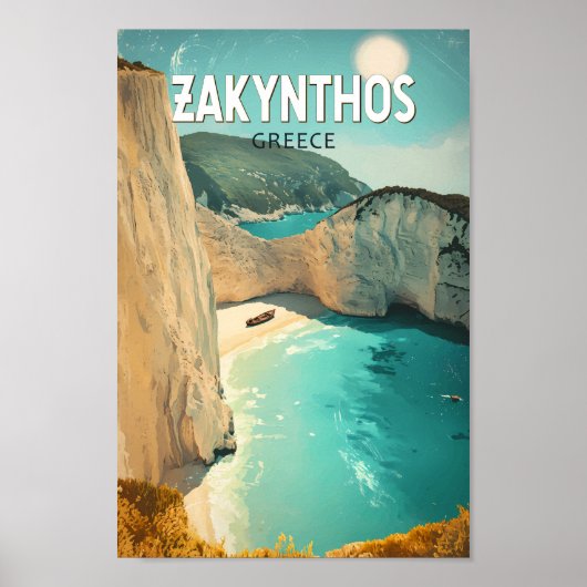 Zakynthos Greece Illustration Travel Art Vintage Poster (Voorkant)