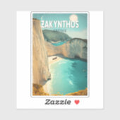 Zakynthos Greece Illustration Travel Art Vintage Sticker (Vel)