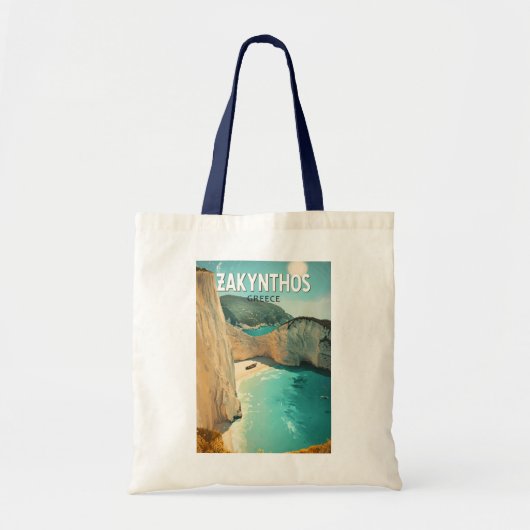 Zakynthos Greece Illustration Travel Art Vintage Tote Bag (Voorkant)