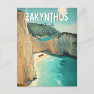 Zakynthos Griekenland Illustratie Reis Kunst Vinta Briefkaart
