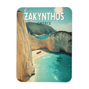 Zakynthos Griekenland Illustratie Reis Kunst Vinta Magneet