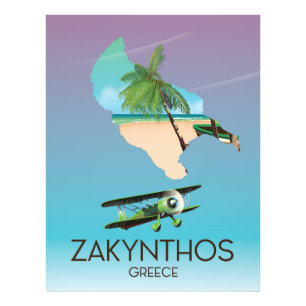 Zakynthos Griekenland kaart reisposter Foto Afdruk