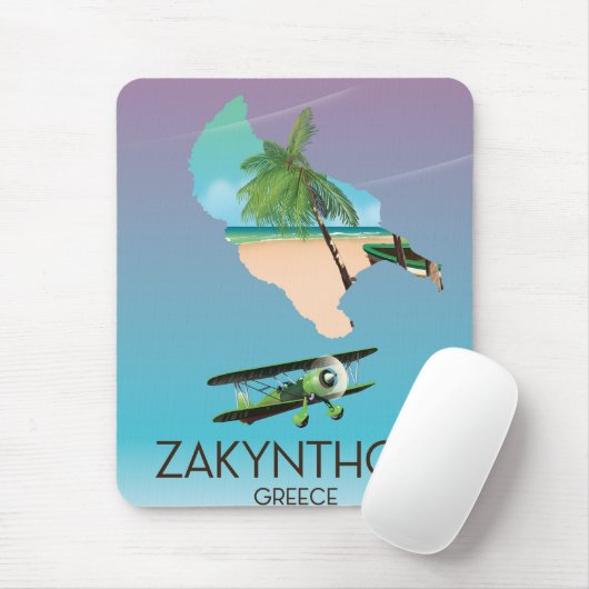 Zakynthos Griekenland kaart reisposter Muismat (Met muis)