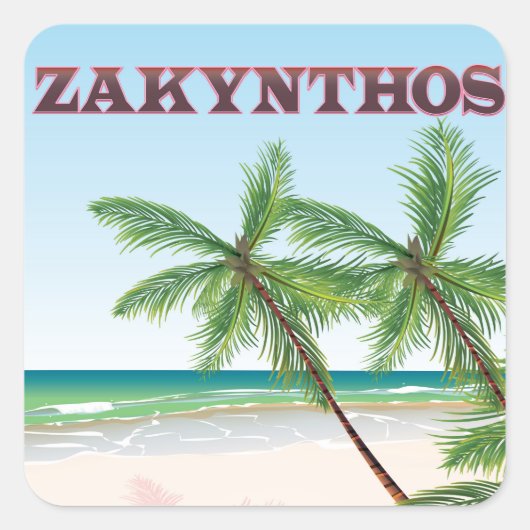 Zakynthos Griekenland reisposter Vierkante Sticker (Voorkant)