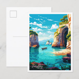 Zakynthos Griekenland Vintage Travel Illustratie Briefkaart