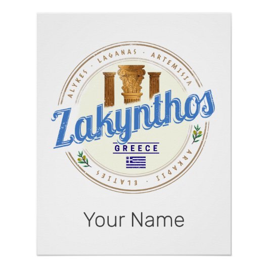 Zakynthos Island Griekenland Vakantie  souvenir Perfect Poster (Voorkant)