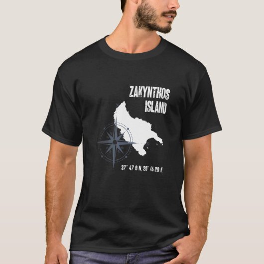 Zakynthos Island Mediterranean Sea Coordinates Map T-shirt (Voorkant)