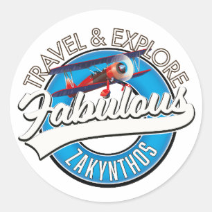 Zakynthos-logo in een mooie retro stijl. ronde sticker