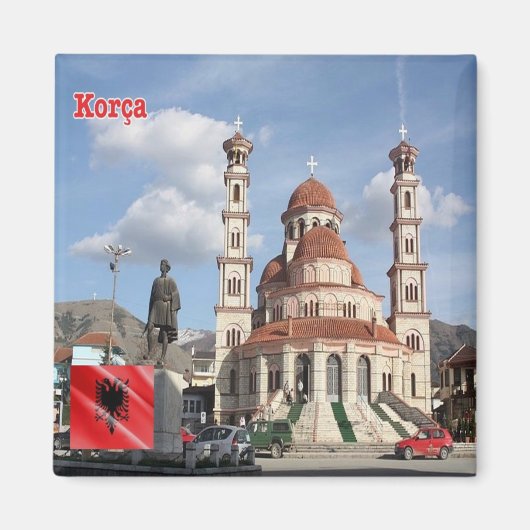 zAL011 KORÇË Albanië, Koelkast Magneet (Voorkant)