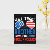 Zal Broer Ruilen Voor Vuurwerk Grappige 4e Juli Kaart (Gele Bloem)