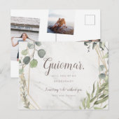 Zal bruidsmeisje voorstel multi foto eucalyptus uitnodiging briefkaart (Voorkant / Achterkant)
