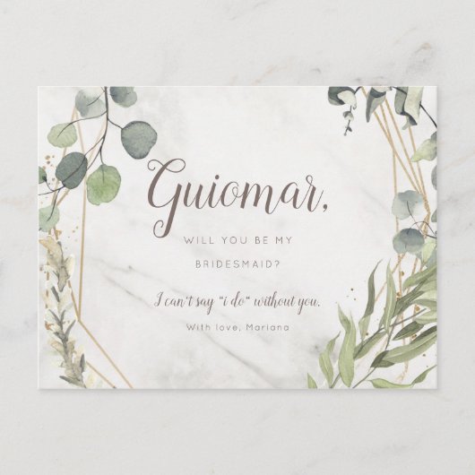 Zal bruidsmeisje voorstel multi foto eucalyptus uitnodiging briefkaart (Voorkant)