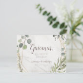 Zal bruidsmeisje voorstel multi foto eucalyptus uitnodiging briefkaart (Staand voorkant)