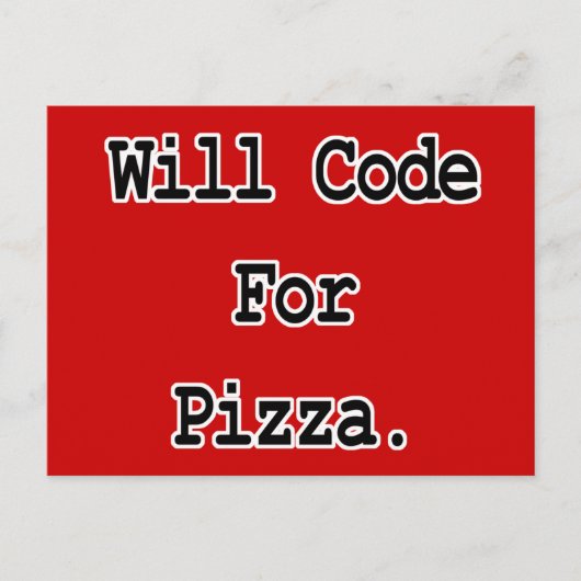 zal code schrijven voor pizza briefkaart (Voorkant)