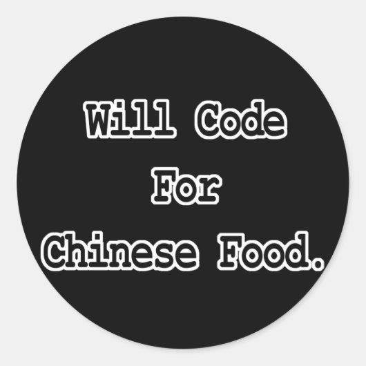 zal coderen voor Chinees eten Ronde Sticker (Voorkant)