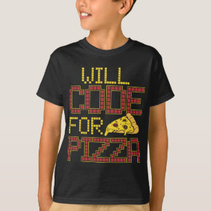 Zal coderen voor pizza grappige computer codering t-shirt