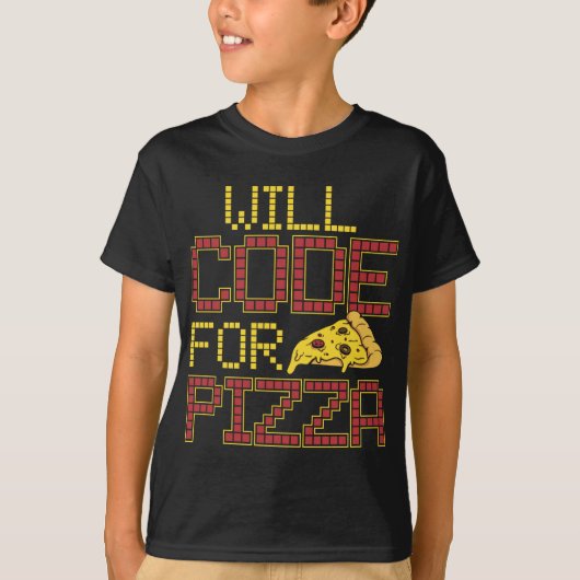 Zal coderen voor pizza grappige computer codering t-shirt (Voorkant)