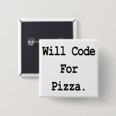 zal coderen voor pizza vierkante button 5,1 cm (Voorkant /achterkant)