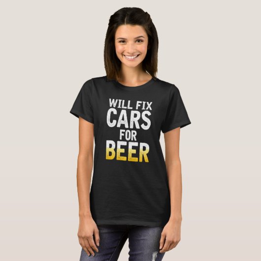 Zal de auto's voor de reparatie van bier repareren t-shirt (Voorkant volledig)