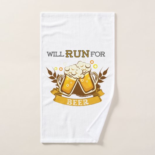 Zal draaien voor bier, lopend ontwerp handdoek (Handdoek)
