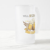 Zal draaien voor bier, lopend ontwerp matglas bierpul (Voorkant rechts)