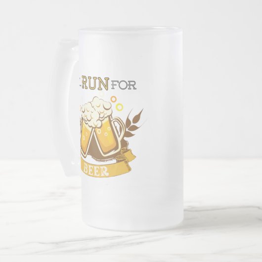 Zal draaien voor bier, lopend ontwerp matglas bierpul (Voorkant links)