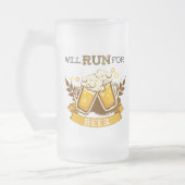 Zal draaien voor bier, lopend ontwerp matglas bierpul (Links)