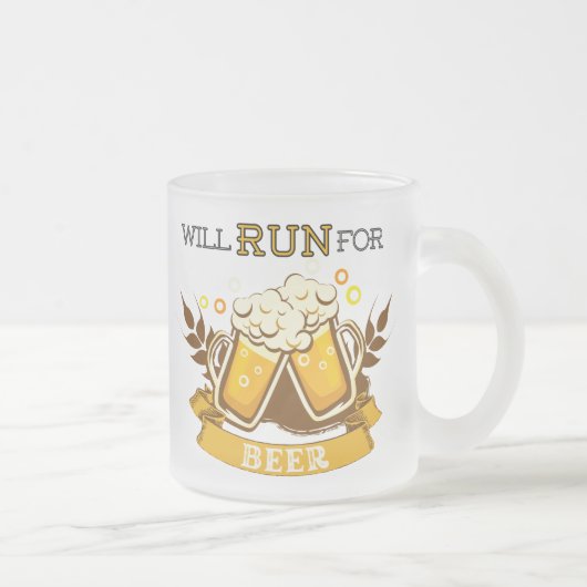 Zal draaien voor bier, lopend ontwerp matglas koffiemok (Rechts)