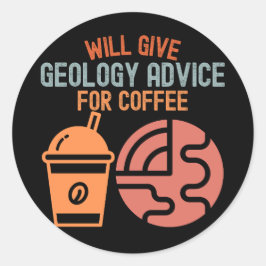 Zal geologische adviezen geven voor koffie ronde sticker
