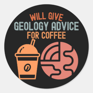 Zal geologische adviezen geven voor koffie ronde sticker