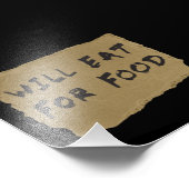 Zal het bord van het levensmiddelenkarton eten foto afdruk (Hoek)