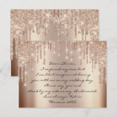 Zal het Bridesmaïde Roos Glitter Stations Spark Br Briefkaart (Voorkant / Achterkant)