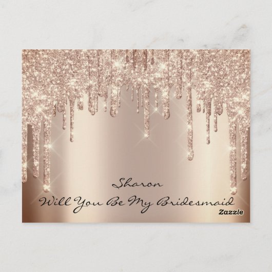 Zal het Bridesmaïde Roos Glitter Stations Spark Br Briefkaart (Achterkant)
